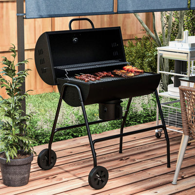 420 pieds carrés Barbecue au charbon de bois avec roulettes pour les délices extérieurs. Excellent pique-nique de patio, fête dans la cour. Possède un thermomètre intégré et des roues rotatives pour attraper les cendres. Cuisiner,