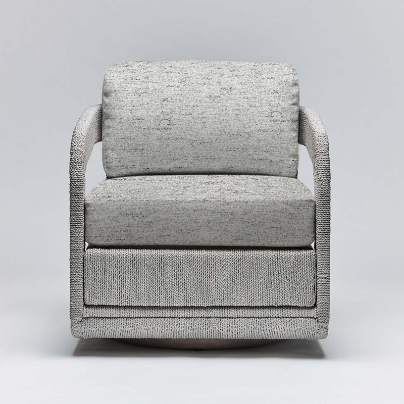 Fauteuil pivotant en cuir 27,5 po Harbour, Céruse grise, Jade Chenille