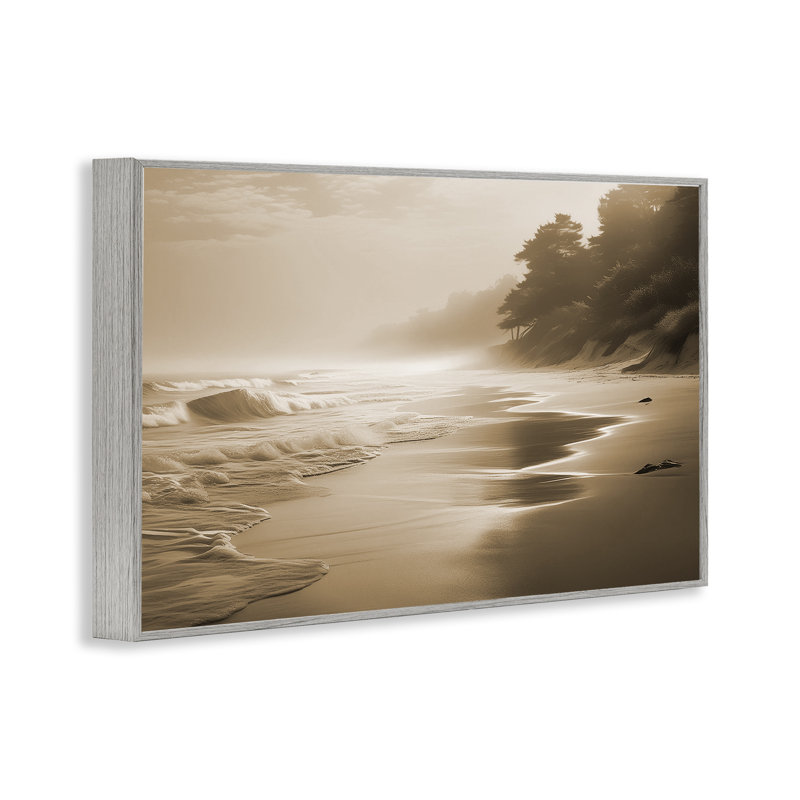  Sépia, paysage de plage lisse, estampe numérique par Noah Bay, Estampe numérique Farmhouse, H 12 po x l 18 po