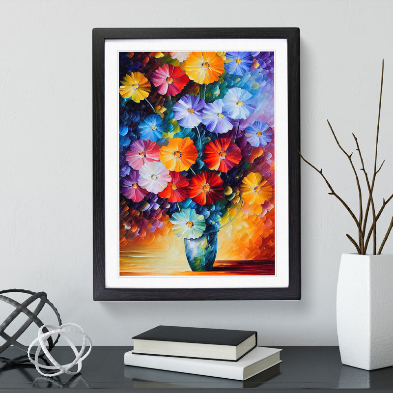 Vase Of Flowers No.1 - Single Picture Frame Painting, Black , 64cm H x 46cm W x 2cm D