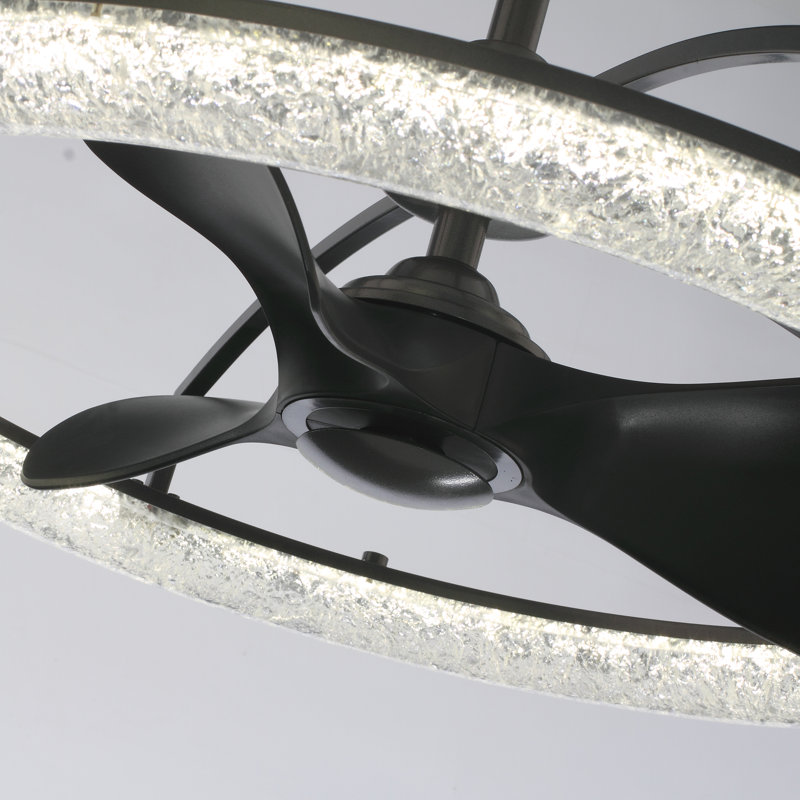 31.5" Caged Ceiling Fan with Dimmable LED Lights and Remote Control