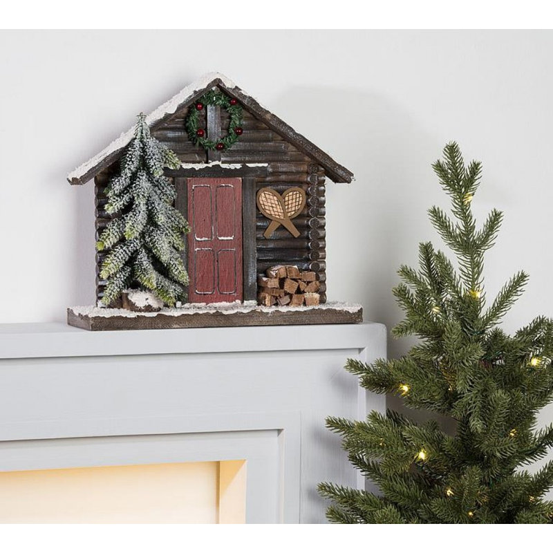 Winter Cabin Facade With Tree