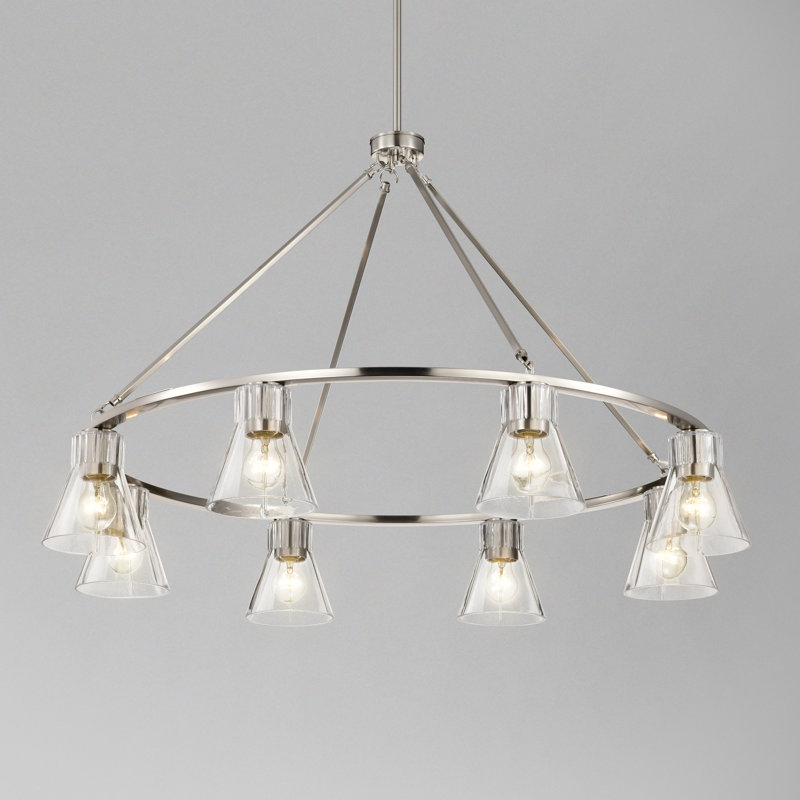 Gianna -  Chandelier - Finish - Clear Glass, Brushed Nickel, 25" H x 40" W x 40" D, 8 Lights