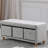 Tufted Bench With Storage Basket Drawers, Bedroom Bedch With Spindle Legs-1446286208