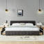 Lit tapissier, base de lit tapissier confortable, tissu chenille, avec tête de lit et base de lit solide. Avec tiroir pour le rangement (90,5 po x 80,5 po x 31 po)-298797310