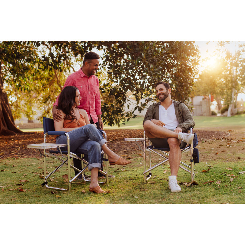 Sports Outdoor Portable Camp Chair with Side Table, Navy