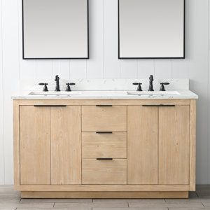 Wrought Studio Calahan 60'' Double Bathroom Vanity with Quartz Top ...