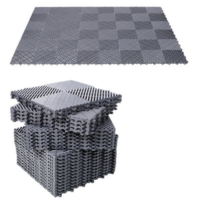 Livego Heavy-Duty Interlocking Garage Floor Tiles - Non-Slip Plastic Mats For Superior Drainage & Protection(25Pcs)