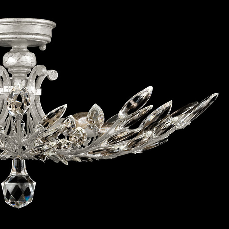 Plafonnier semi-encastré Crystal Laurel, Argent