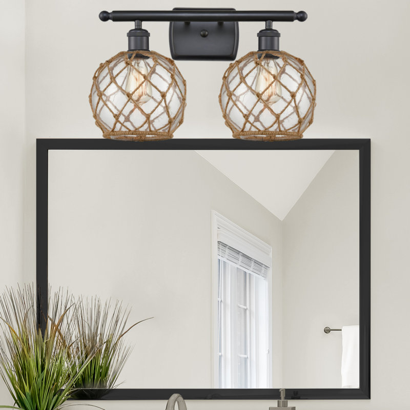 Éclairage pour salle de bain à intensité variable 2 lumières Arriola, Brun mat, Transparent/brun, Ampoule non incluse
