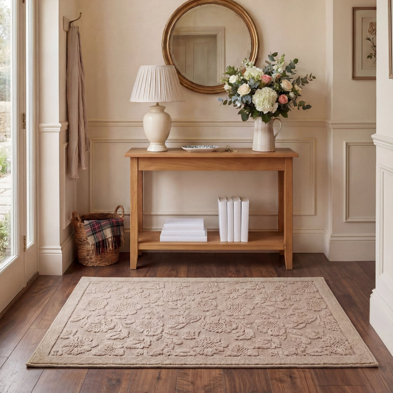 Laura Ashley Rosemoor Hi-Low Tufted Rugs, Beige, Rectangle 3' x 5'