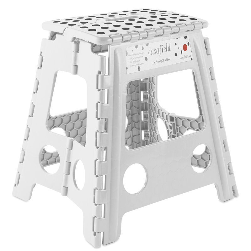 1 - Step Plastic Folding Step Stool, White