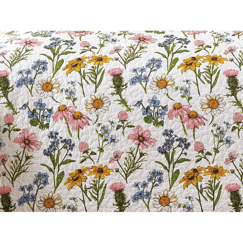 Ensemble de courtepointe 100% coton Wildflower, Lit simple