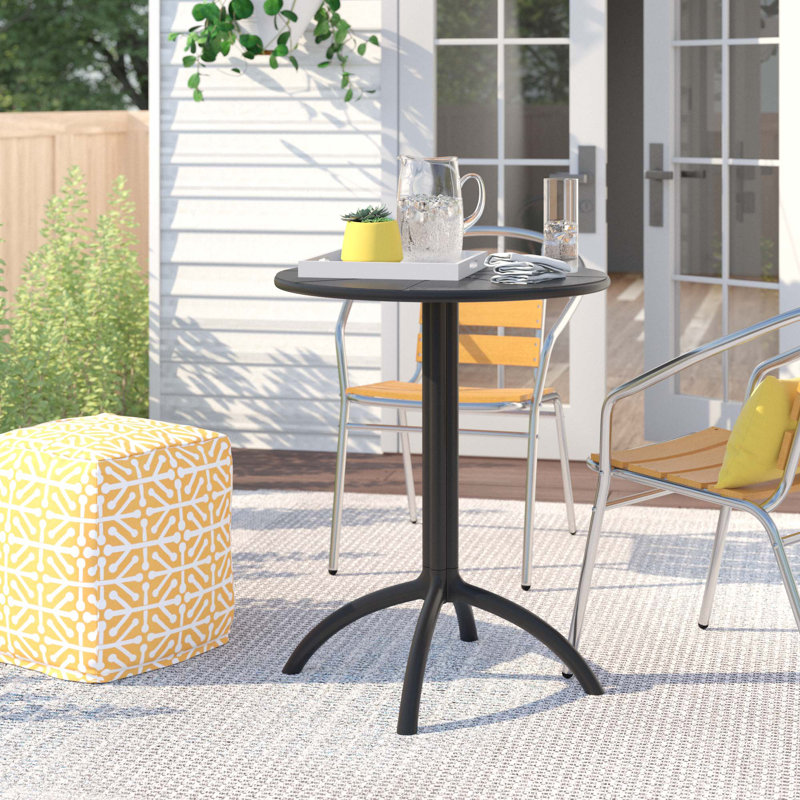 Althoff Round Outdoor Bistro Table , 23.6'' in. W 23.6'' in. D, Black