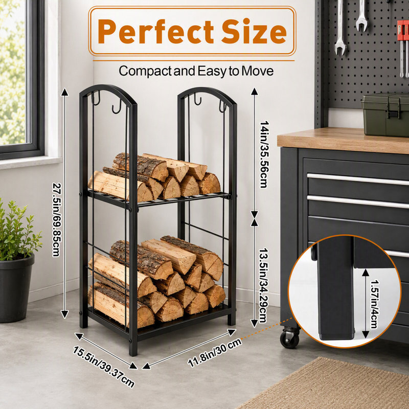 2 Layer Firewood Rack with Goloves