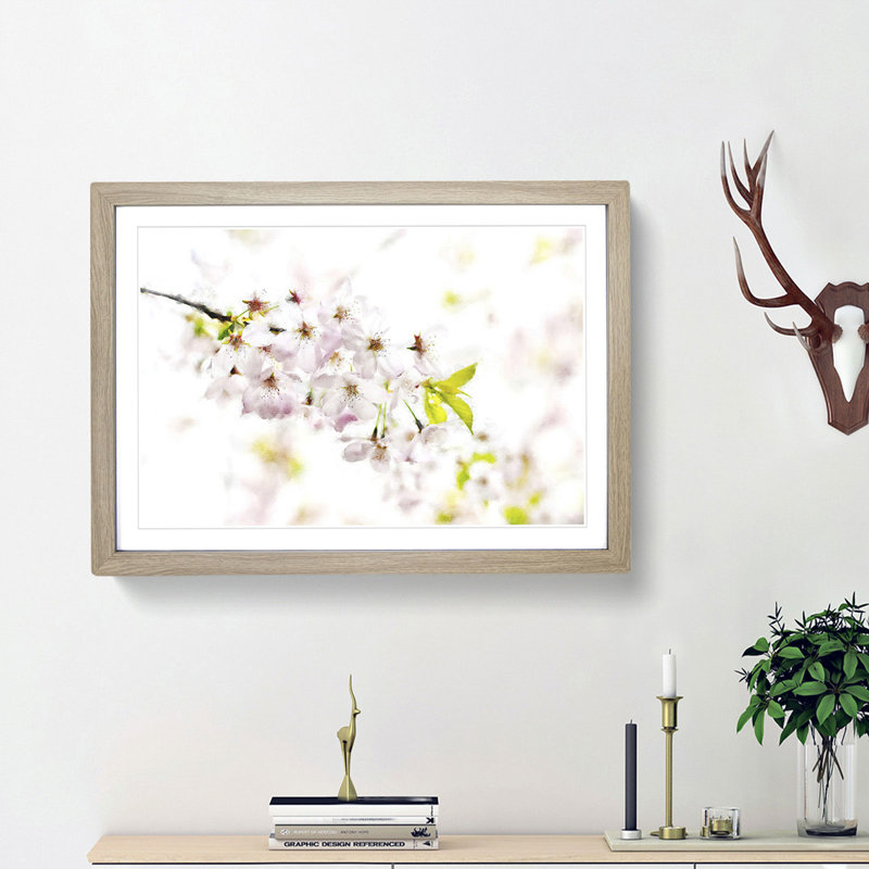 Cherry Blossom Tree in Pink - Picture Frame Graphic Art Print, 33cm H x 45cm W x 2cm D, Oak Framed