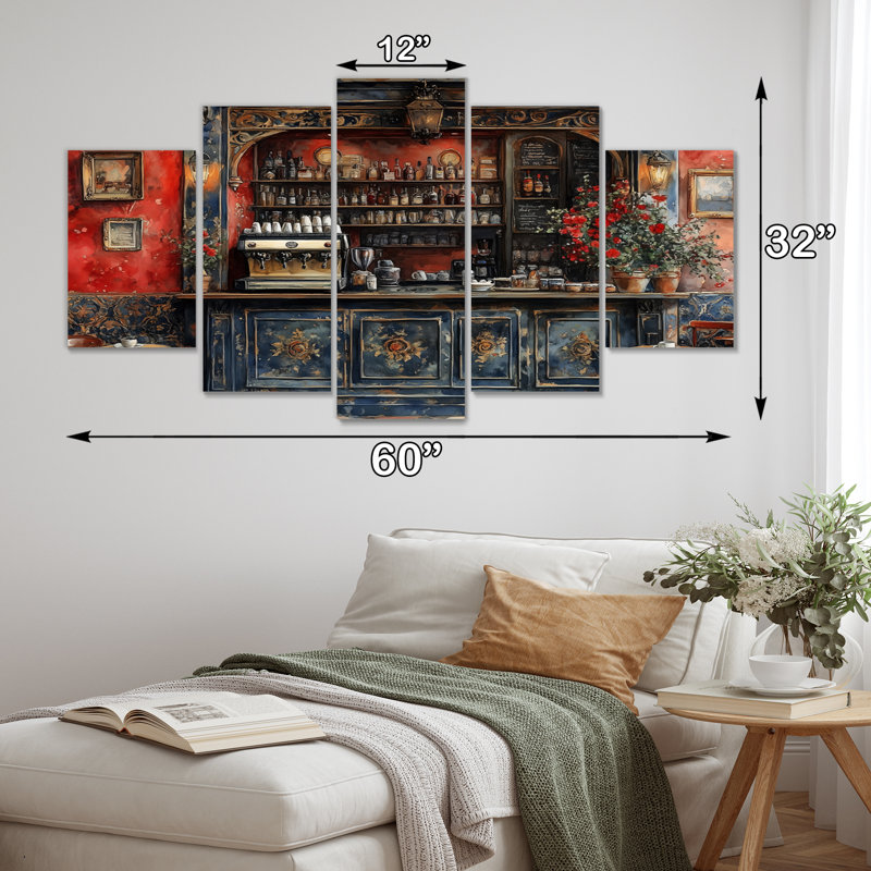 Ensemble d'art sur toile rouge et noir French Coffee Shop I - French Cafe