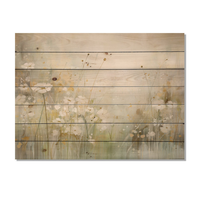 Green Beige Serene Meadows II sur bois, H 24 po x l 32 po x P 0,78 po