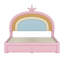 Lit tapissier à motif arc-en-ciel, lit plateforme en velours avec tiroir de rangement, aucun sommier nécessaire, coloré et rose-624438066