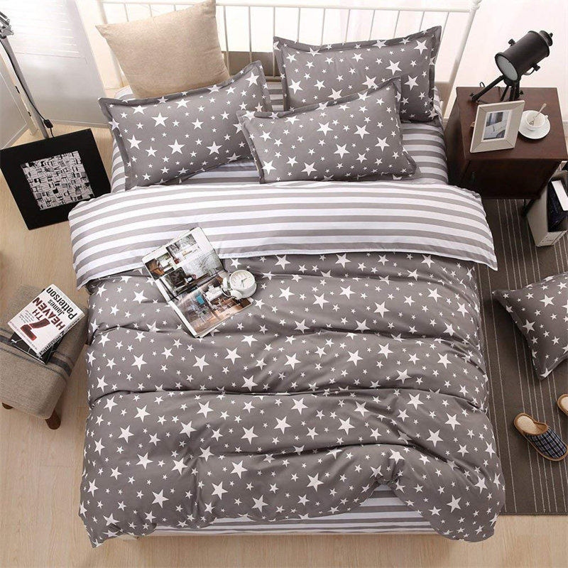 Cotton Geometric Shapes Duvet Cover, King Duvet Cover + 2 Pillow Cases