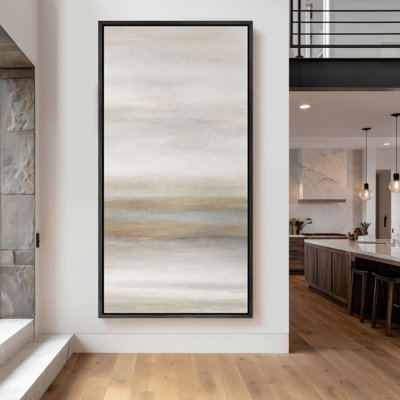 Grande toile murale encadrée, impression de paysage abstrait minimaliste - 60 po x 30 po
