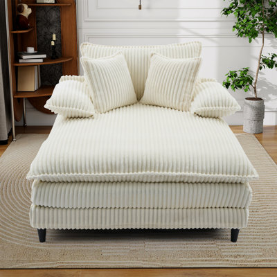 Wide Upholstered Chaise Lounge Chair,Comfy Fluffy Sleeper Sofa Bed