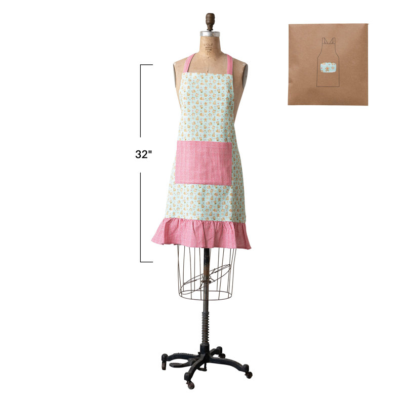 Tablier en coton avec motif de poches, de volants et de biscuits