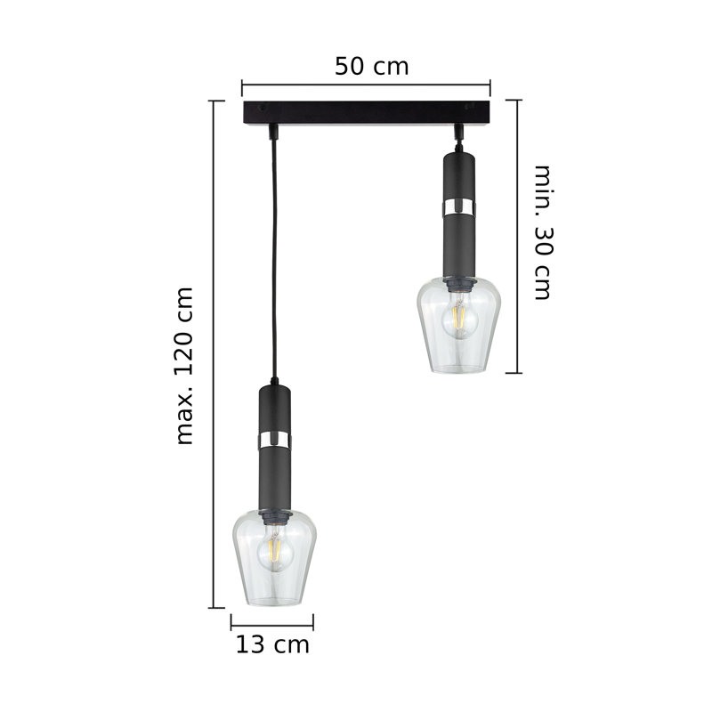 Damia 2 - Light Kitchen Island Pendant, Black/Silver