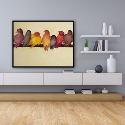 Bird Family - Framed Canvas Livingroom Animals Home Decor