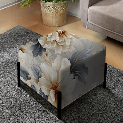 Repose-pieds carré victorien à motif floral victorien rococo Ethereal