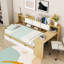 Lit de jour en L en bois avec tiroirs de rangement, tablettes et bureau-101251112-101251119