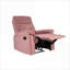 Fauteuil inclinable manuel capitonné en velours rose