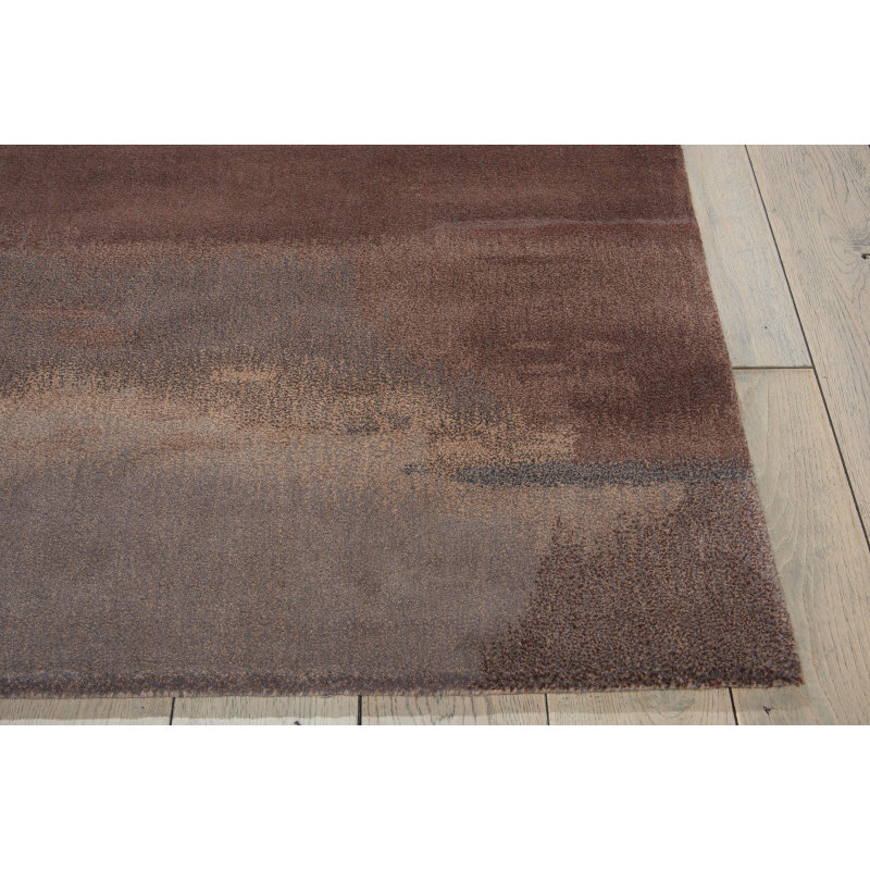 Wool Abstract Area Rug in Slate/Brown, Rectangle 5'6" x 8'