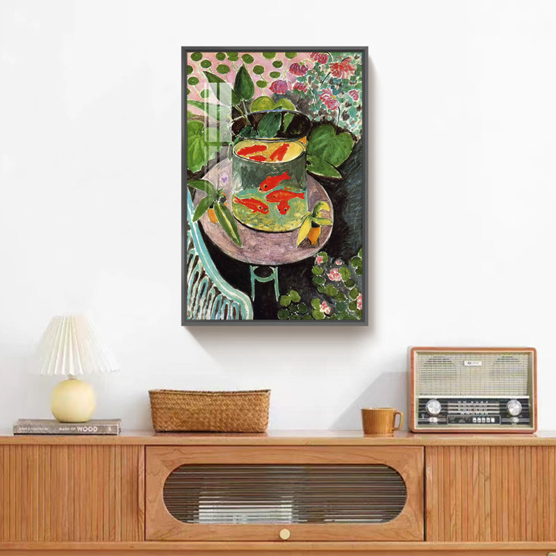 «Goldfish» par Henri Matisse - reproduction d'art sur toile simple, Cadre noir, H 24 po x l 16 po x P 1,3 po