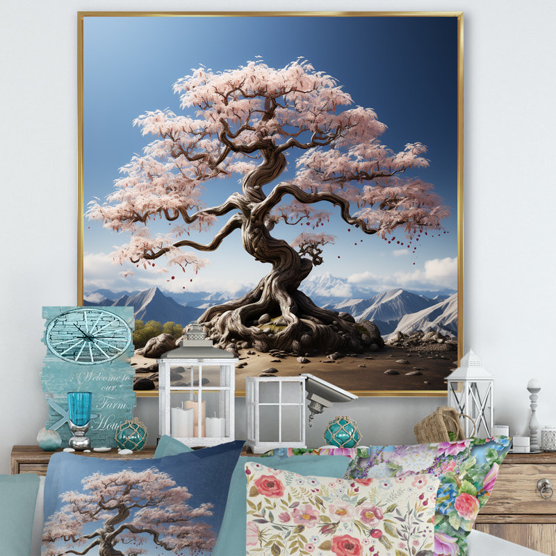 Bonsai, impression sur toile, érable japonais, H 16 po x l 16 po x P 1 po, Cadre flottant doré