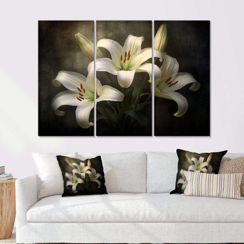 Timeless Delight Of Elegant Beauty Lilies - Ensemble de décoration murale lys, H 28 po x l 36 po x P 1 po