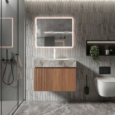 Armoire de salle de bain flottante Mid-Century