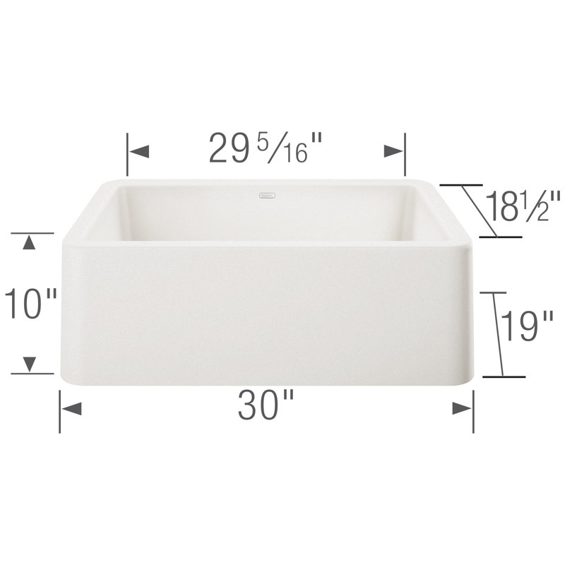 Évier de ferme à tablier frontal à simple cuve 30 po Ikon SILGRANIT - Blanc, Blanc