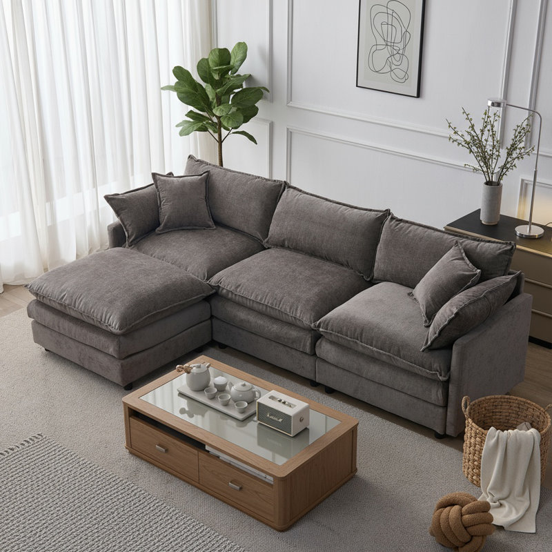 Canapé modulaire de 105 po, Gris