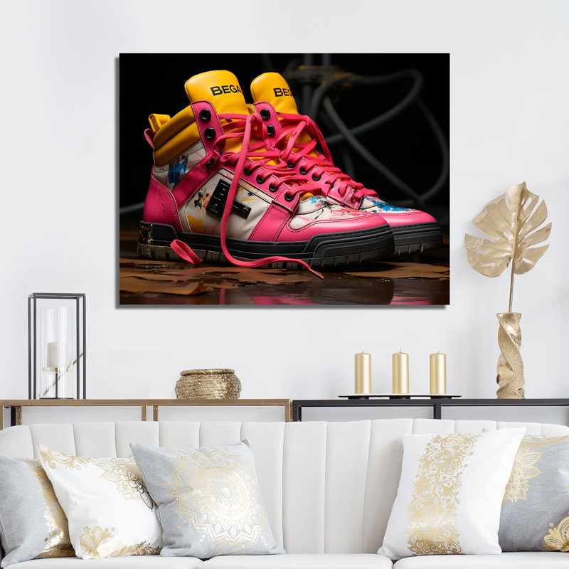 Espadrilles roses Urban Edge - art mural Balenciaga, Toile tendue, H 16 po x l 32 po x P 1 po
