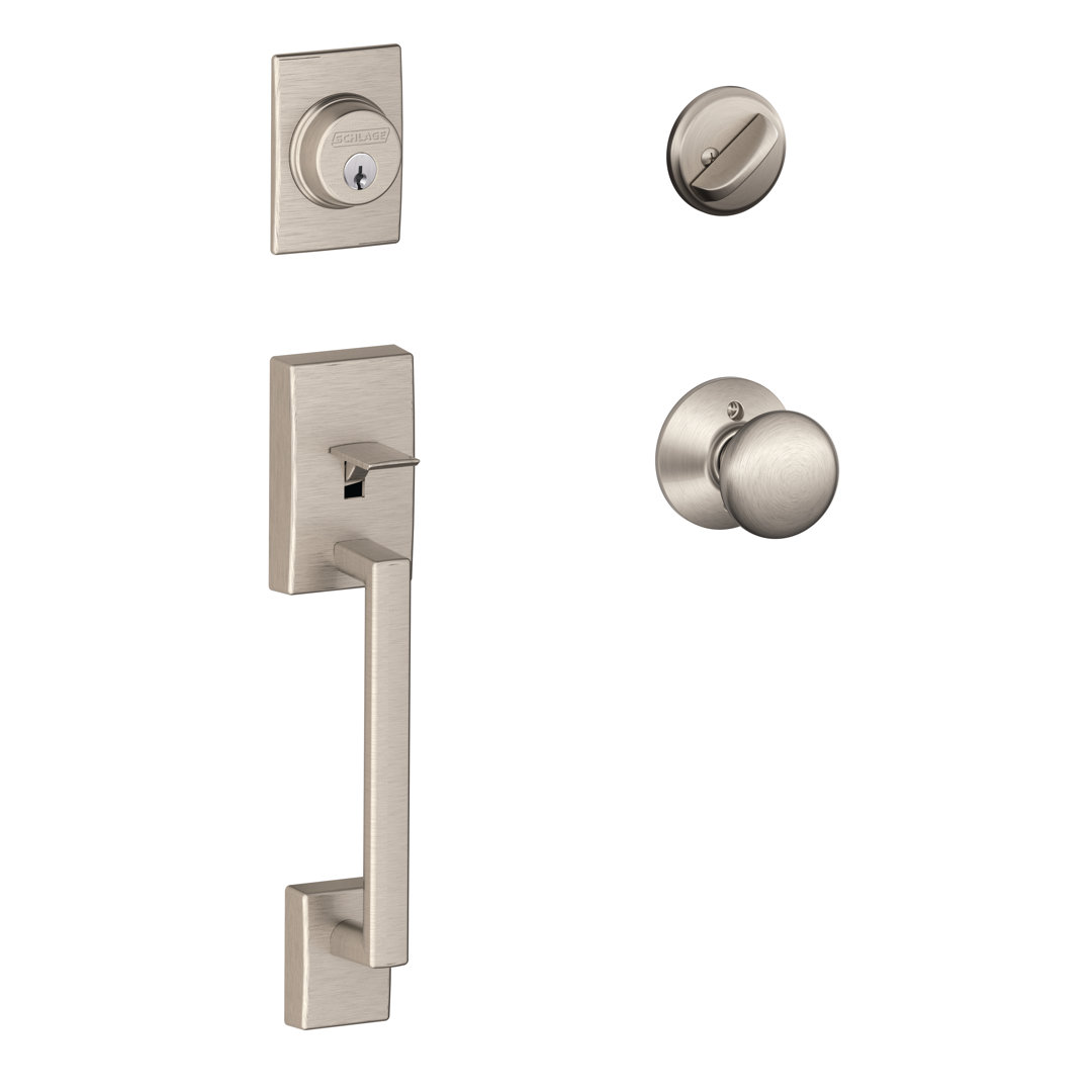 Century Handleset with Single Cylinder Deadbolt and Plymouth Door Knob and Rosette Schlage 
