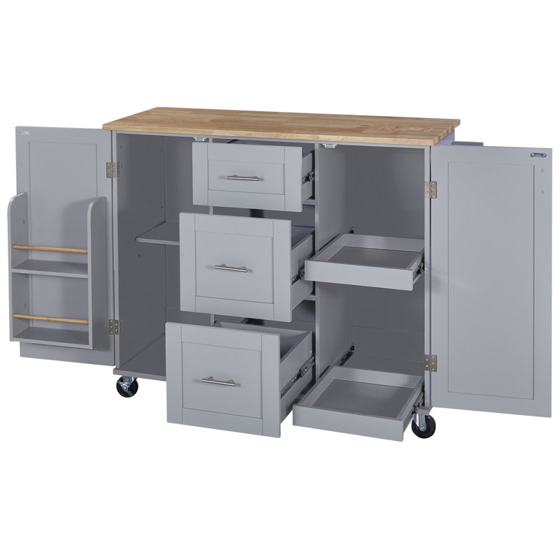Blue Kitchen Island, 220Lbs Tabletop Weight Capacity, And Reliable 50.84 X 16.78 37.46 Inches, Fit Your Layout, Blue Gray