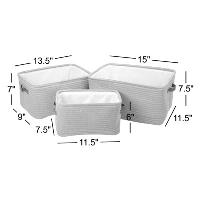 Ensemble de 3 paniers en tissu
