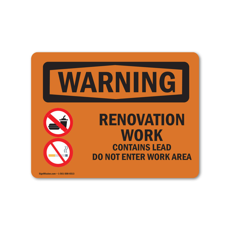 Renovation Work Contains Lead Do Not Enter Decal 10" X 7"