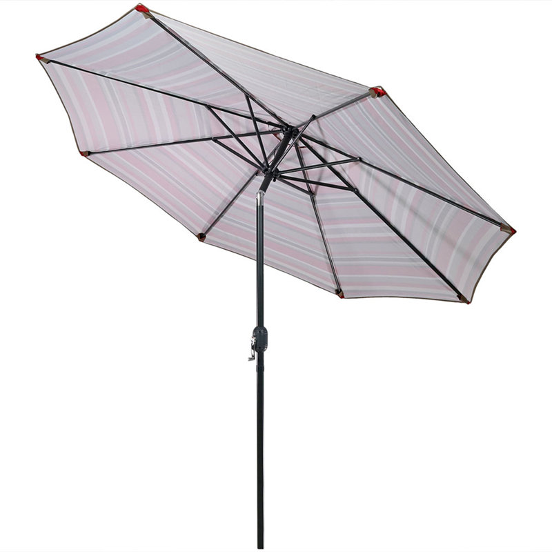 Parasol de marché octogone de 9 pi avec inclinaison par bouton-poussoir Haney ‑ rayures de plage Catalina