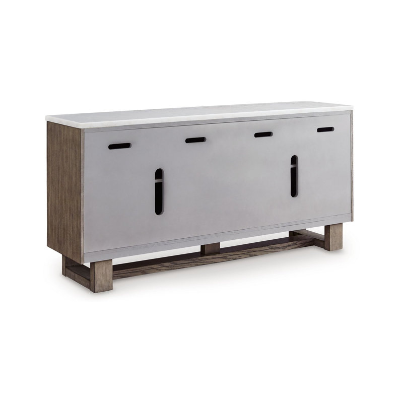Grayish Brown and White 68" TV Stand with Marble Top