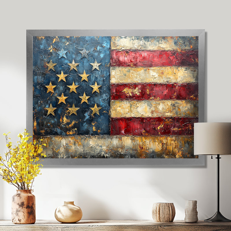 Drapeau des États-Unis, «Emancipation Proclamation I», art mural États-Unis, H 12 po x l 20 po, Argent argent