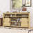Farmhouse Sideboard With Sliding Barn Door & Mesh Panels - Open Storage Buffet-1029759631