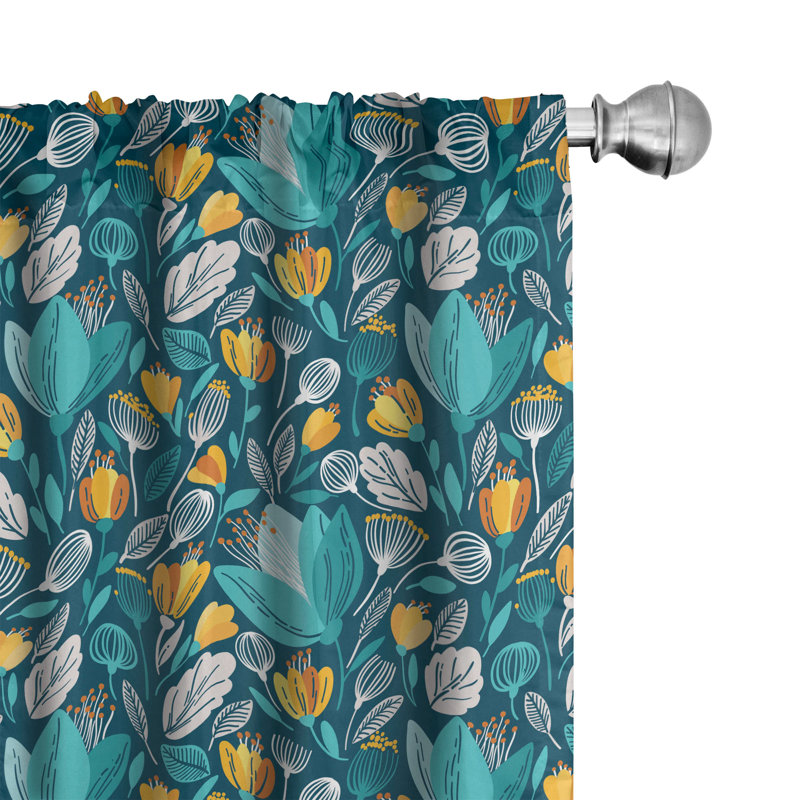 Floral Semi-Sheer Rod Pocket Curtain Panels, 28" x 95"