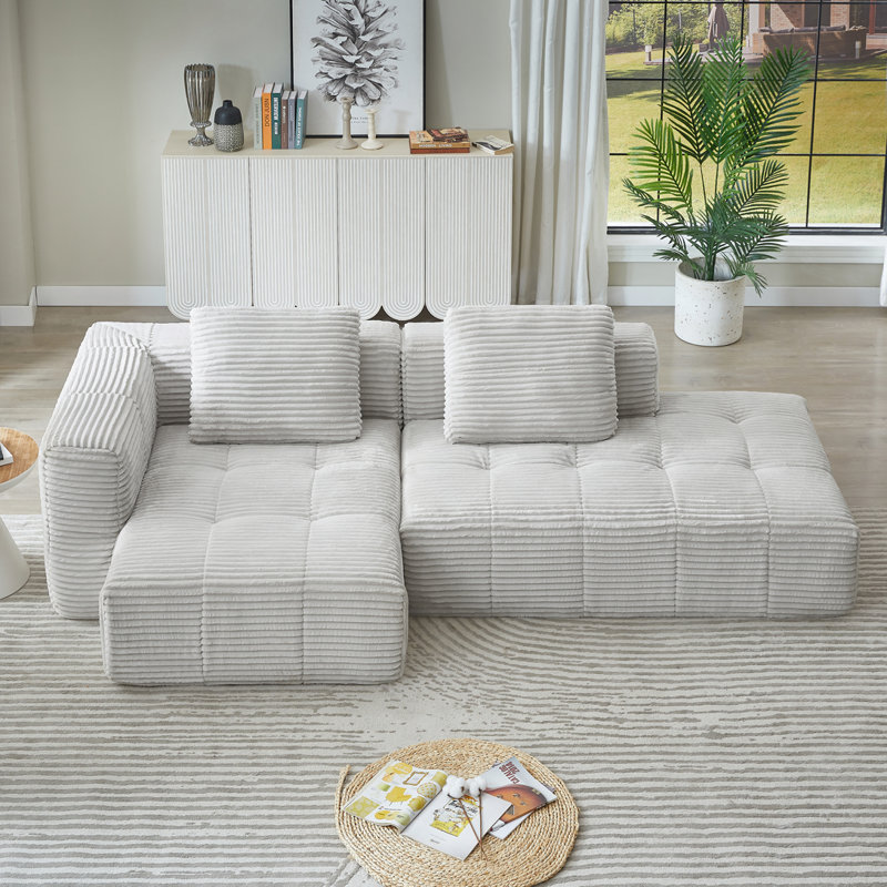 Canapé modulaire en L, Gris clair